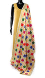 Cream Phulkari Dupatta With Multi-Color Embroidery