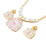 White Meenakari Gold Necklace Set with Earrings